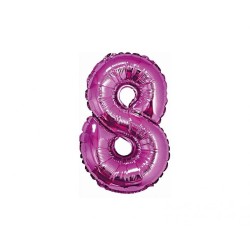 Foliowe różowe balony "cyfra 8", 14" - 35 cm. 1 szt.