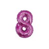 Foliowe różowe balony "cyfra 8", 14" - 35 cm. 1 szt.
