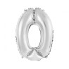 Foliowe srebrne balony "cyfra 0", 14" - 35 cm. 1 szt.