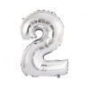 Foliowe srebrne balony "cyfra 2", 14" - 35 cm. 1 szt.