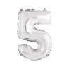 Foliowe srebrne balony "cyfra 5", 14" - 35 cm. 1 szt.