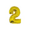 Foliowe złote balony "cyfra 2", 14" - 35 cm. 1 szt.