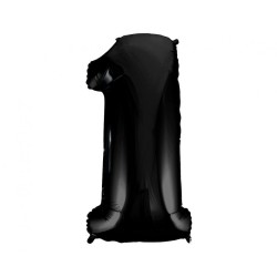 Balon foliowy czarna "cyfra 1", 36"- 92 cm /1szt