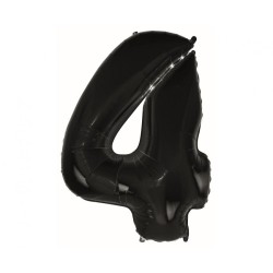 Balon foliowy czarna "cyfra 4", 36"- 92 cm /1szt