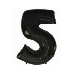 Balon foliowy czarna "cyfra 5", 36"- 92 cm /1szt