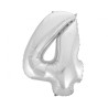 Balon foliowy srebrna "cyfra 4", 36"- 92 cm /1szt