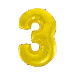 Balon foliowy złota "cyfra 3", 36"- 92 cm /1szt