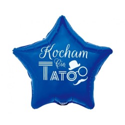 Foliowe Balony niebieski z napisem "Kocham cię Tato". 19"- 48 cm / 1 szt.