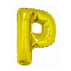 Balon foliowy złoty "Litera P", 14"- 35 cm /1szt