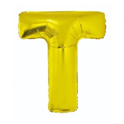 Balon foliowy złoty "Litera T", 35"- 89 cm /1szt