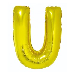 Balon foliowy złoty "Litera U", 35"- 89 cm /1szt