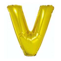 Balon foliowy złoty "Litera V", 35"- 89 cm /1szt