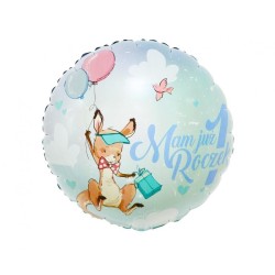 Foliowy Balony kolorowy z napis. "Mam Już 1 Roczek". 18" - 46 cm / 1 szt.