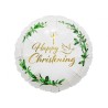 Foliowy Balony biały z napis. "Happy Christening". 18" - 46 cm / 1 szt.