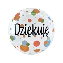 Foliowy Balony kolorowy z napis. "Dziękuję". 18" - 46 cm / 1 szt.