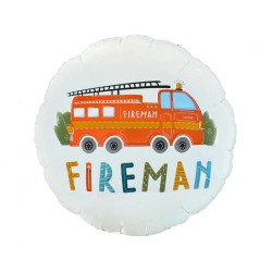 Foliowy Balony kolorowy z napis. "Fireman". 18" - 46 cm / 1 szt.