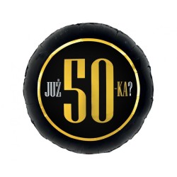 Okrągły czarno złoty Balon foliowy Już 50-ka?, 18" 1 szt.