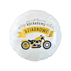 Biały okrągły Balon foliowy Kochanemu Dziadkowi, 18" Dzień Dziadka, 1 szt.