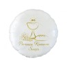 Foliowe Balony biało-złoty z napis. "Pierwsza Komunia Święta". 18" - 46 cm / 1 szt.