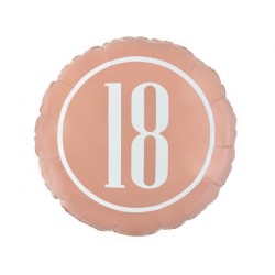 Foliowe Balony różowo-złoty z napisem "18". 18"- 46 cm / 1 szt.