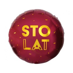 Foliowy Balony czerwony z napis. "Sto Lat". 18" - 46 cm / 1 szt.