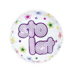 Foliowy Balony kolorowy z napis. "Sto Lat". 18" - 46 cm / 1 szt.