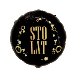Foliowy Balony czarny z napis. "Sto Lat". 18" - 46 cm / 1 szt.
