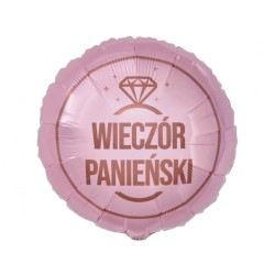 Foliowy Balony różowy z napis. "Wieczór Panieński". 18" - 46 cm / 1 szt.