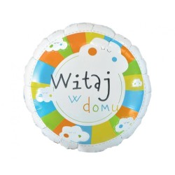 Foliowy Balony kolorowy z napis. "Witaj w domu". 18" - 46 cm / 1 szt.