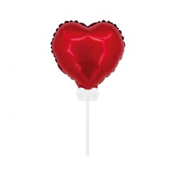 Kolorowy Balon foliowy "Serce", 11" czerwone, z patyczkiem i zaworem 1 szt.
