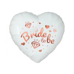 Foliowy Balony białe z napis. "Bride To Be"(Serce). 18" - 46 cm / 1 szt.