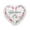 Foliowy Balony białe z napis. "Kocham Cię"(Serce). 18" - 46 cm / 1 szt.