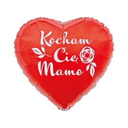 Foliowy Balony czerwony z napis. "Kocham Cię Mamo"(Serce). 18" - 46 cm / 1 szt.