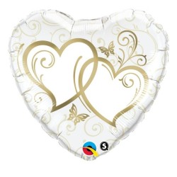 Foliowe Balony złote z nadr. Serca (serce). 18" - 46 cm / 1 szt.