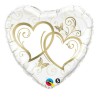 Foliowe Balony złote z nadr. Serca (serce). 18" - 46 cm / 1 szt.