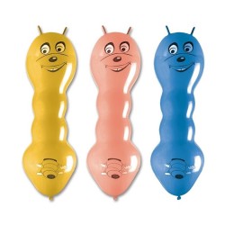 Lateksowe Balony Kolorowe w kształcie "Dżdżownicy z rogami". 30"- 76 cm / 3 szt.