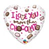 Foliowe Balony kolorowe z napis. "I Love You More Than Chocolate". 18" - 46 cm / 1 szt.(pakowany)