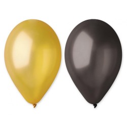 Lateksowe czarno/złote balony metalic GM90 10" - 26 cm. 50 szt.