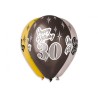 Lateksowe Balony kolorowe z napis. "Happy Birthday 30" metalik. 12" - 30 cm / 6 szt.