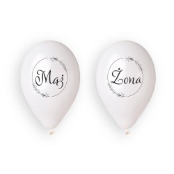 Lateksowe białe Balony Premium Hel Mąż i Żona, 13 cali/ 4 szt.