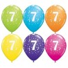 Lateksowe kolorowe balony cyfra 7, 11" - 28 cm. 6 szt.