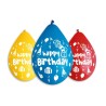 Lateksowe Balony kolorowe z napis. "Happy Birthday". 12" - 30 cm / 5 szt.(wiszące)