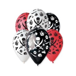 Lateksowe Balony kolorowe z nadru. "Pirat". 12"- 30 cm / 5 szt.