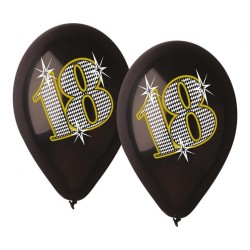Klasyczne lateksowe Balony Premium "18", urodzinowe czarne, 12" / 5 szt.