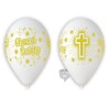 Lateksowe Balony biały z napis. "Chrzest święty". 12"- 30 cm / 25 szt.