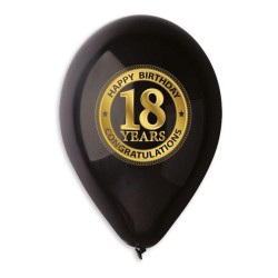 Klasyczne lateksowe Balony Premium "18 years", 18-ste urodziny czarne, 12" / 5 szt.