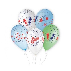 Lateksowe Balony Premium Hel Sea - podmorski świat, 13"/ 5 szt.
