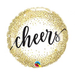 Foliowe Balony złoty z napis. "Cheers". 18" - 46 cm / 1 szt.