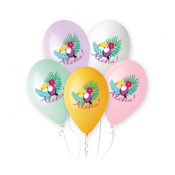 Lateksowe Balony Premium Hel "Tukan - Aloha!", 13"/ 5 szt.