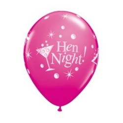 Lateksowe Balony różowe z napis. "Hen Night" 11" - 28 cm / 6 szt.